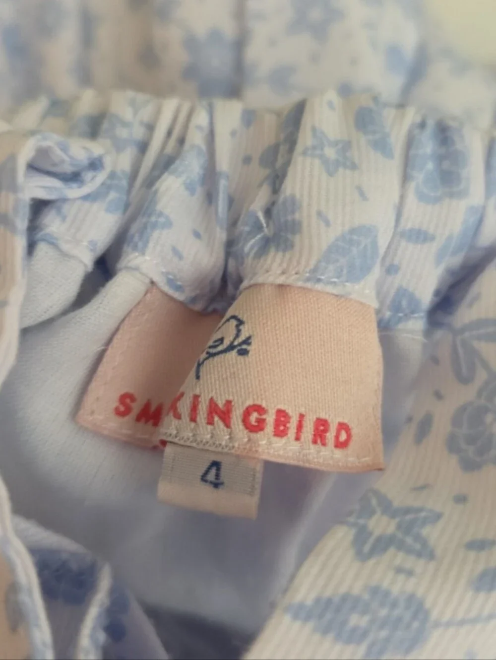 Smockingbird 4 Or 4t White Blue Pinafore Floral Ruffle Dress